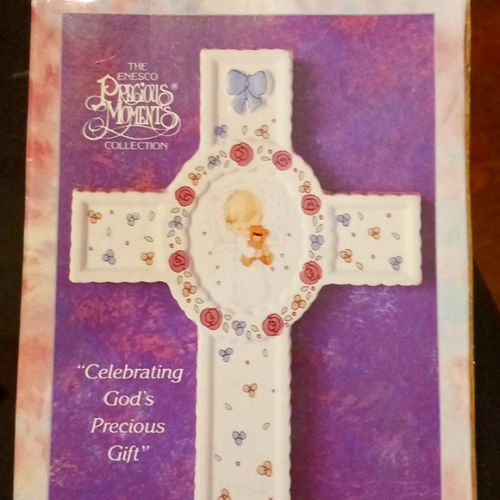 Precious Moments Porcelain Cross "Celebrating God's Precious Gift"